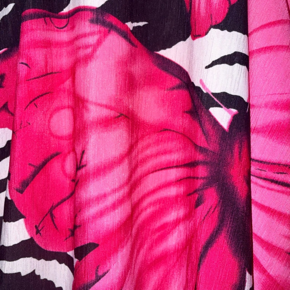 Felina Black and White Zebra Print Top with Pink Butterflies and Cream Tank Top - Picture 3 of 7